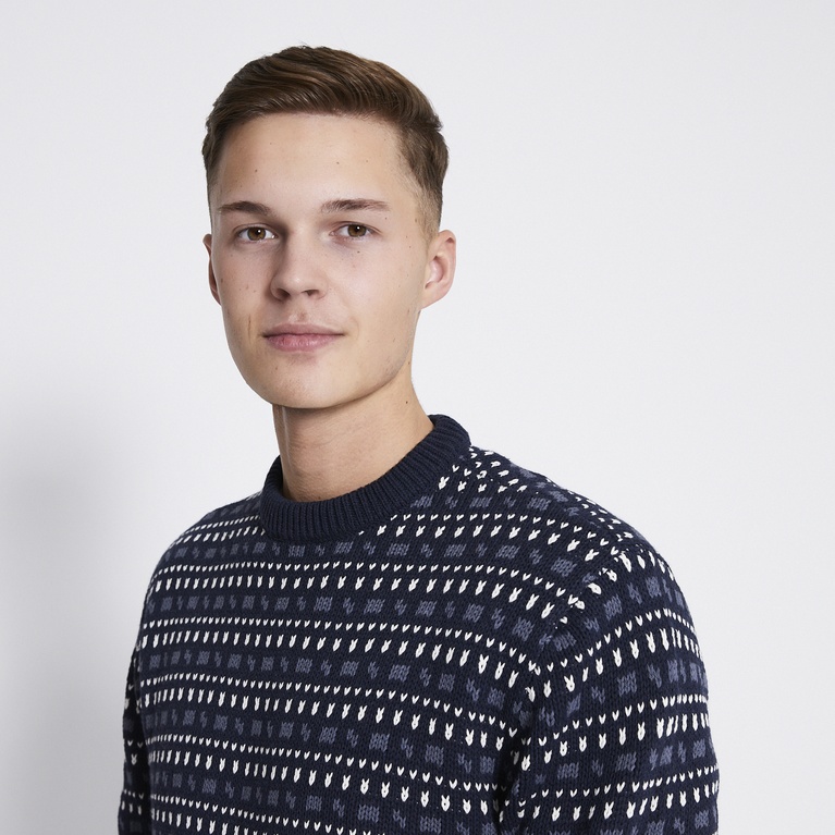 Pattern knit sweater "Felize" Navy